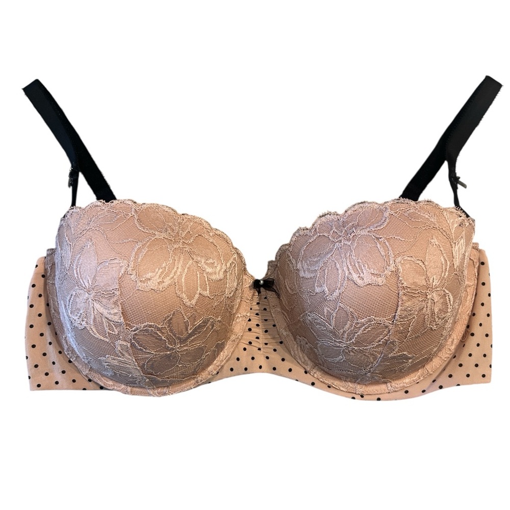 Victoria's Secret Tan Lace Overlay Balconet Bra with Underwire Support 38D